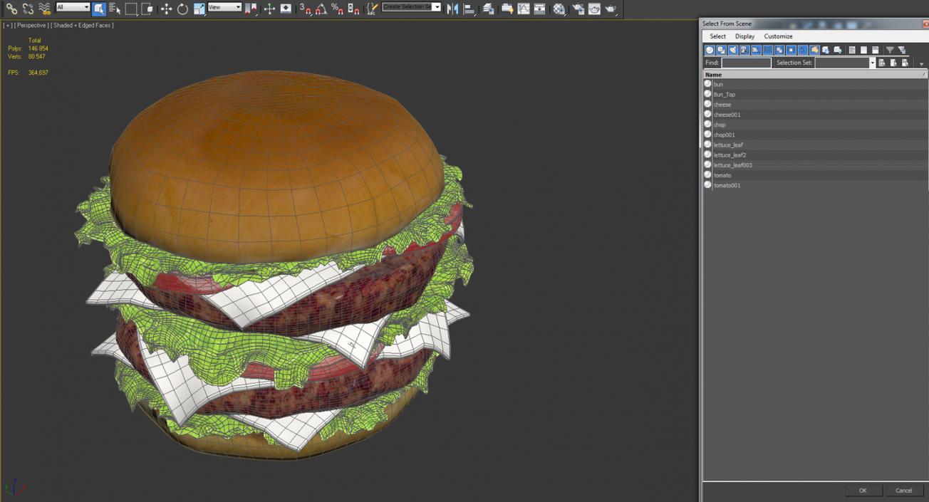 3D Double Burger model