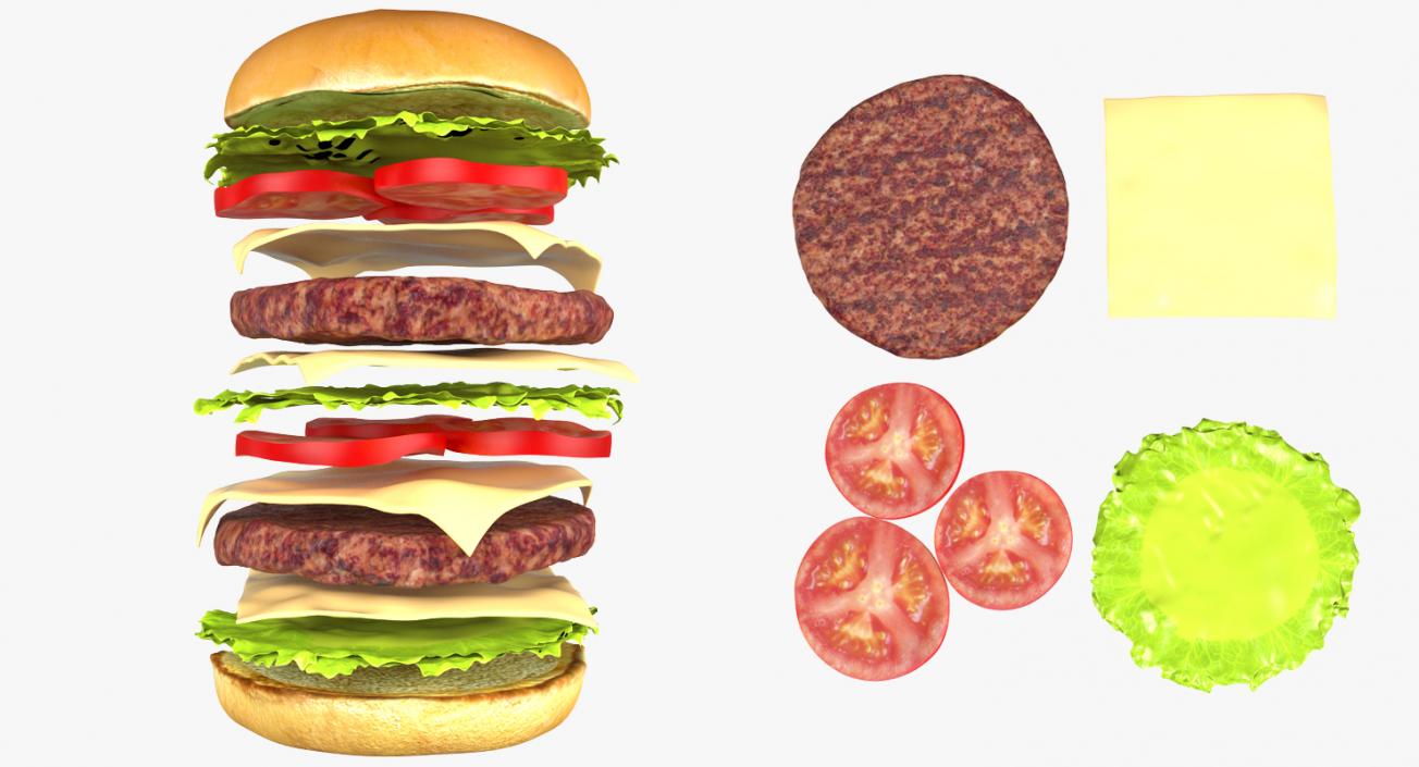 3D Double Burger model