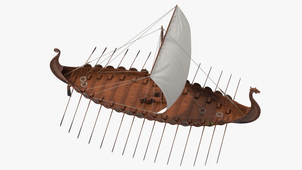 3D Viking Drakkar Sail Raised