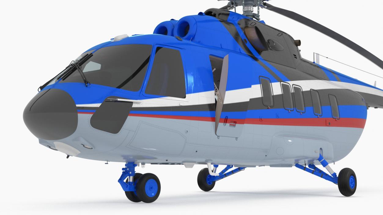 Interethnic Helicopter MI-171 A3 Blue Rigged 3D model