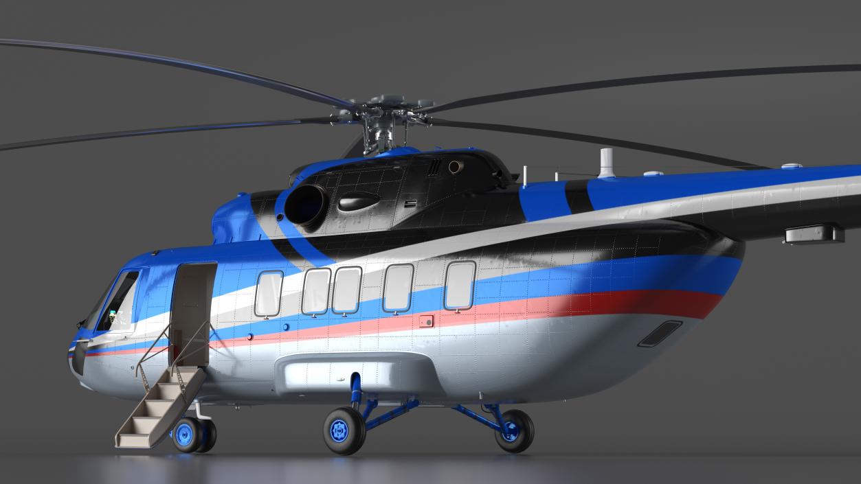 Interethnic Helicopter MI-171 A3 Blue Rigged 3D model