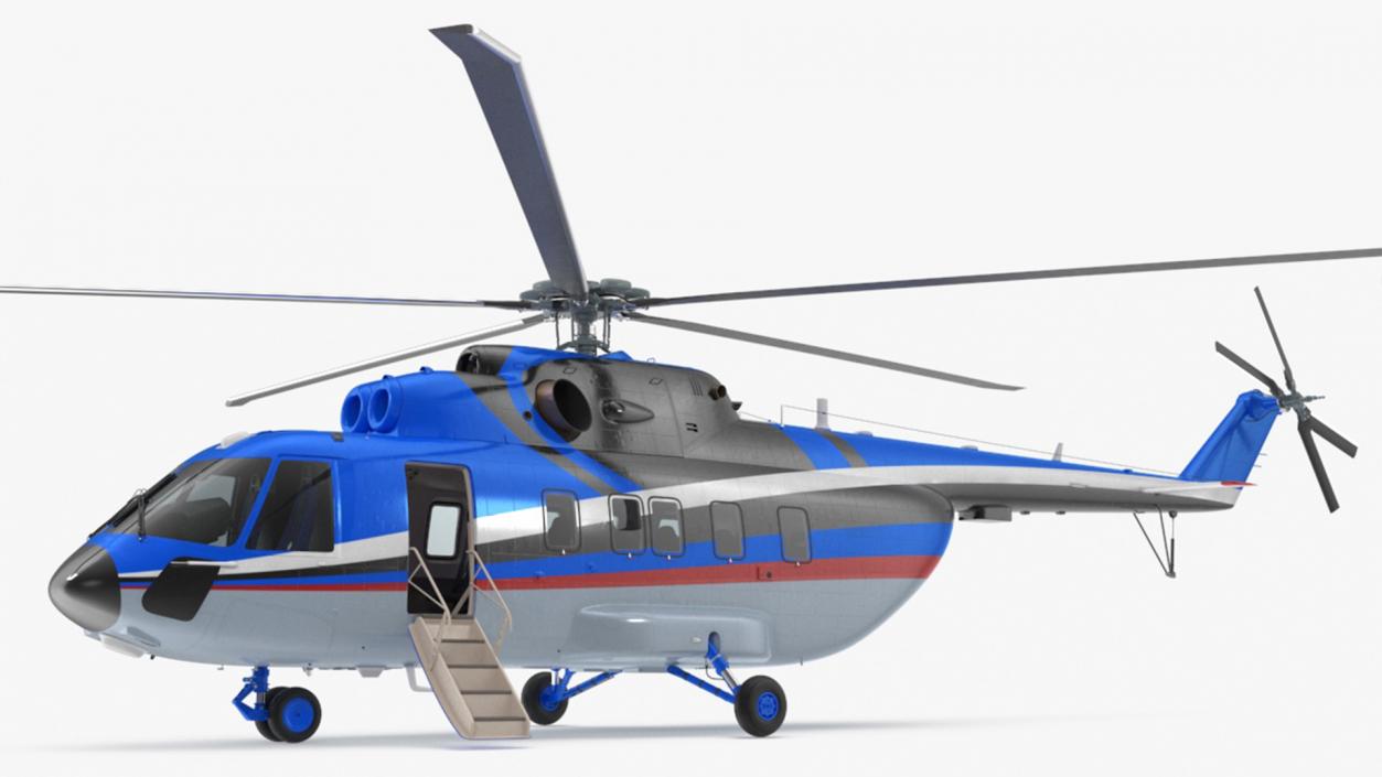 Interethnic Helicopter MI-171 A3 Blue Rigged 3D model