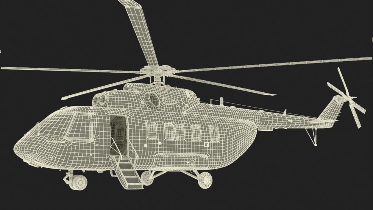 Interethnic Helicopter MI-171 A3 Blue Rigged 3D model