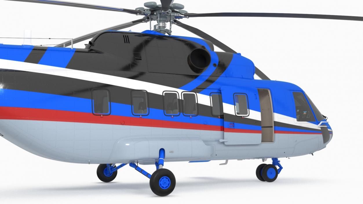 Interethnic Helicopter MI-171 A3 Blue Rigged 3D model