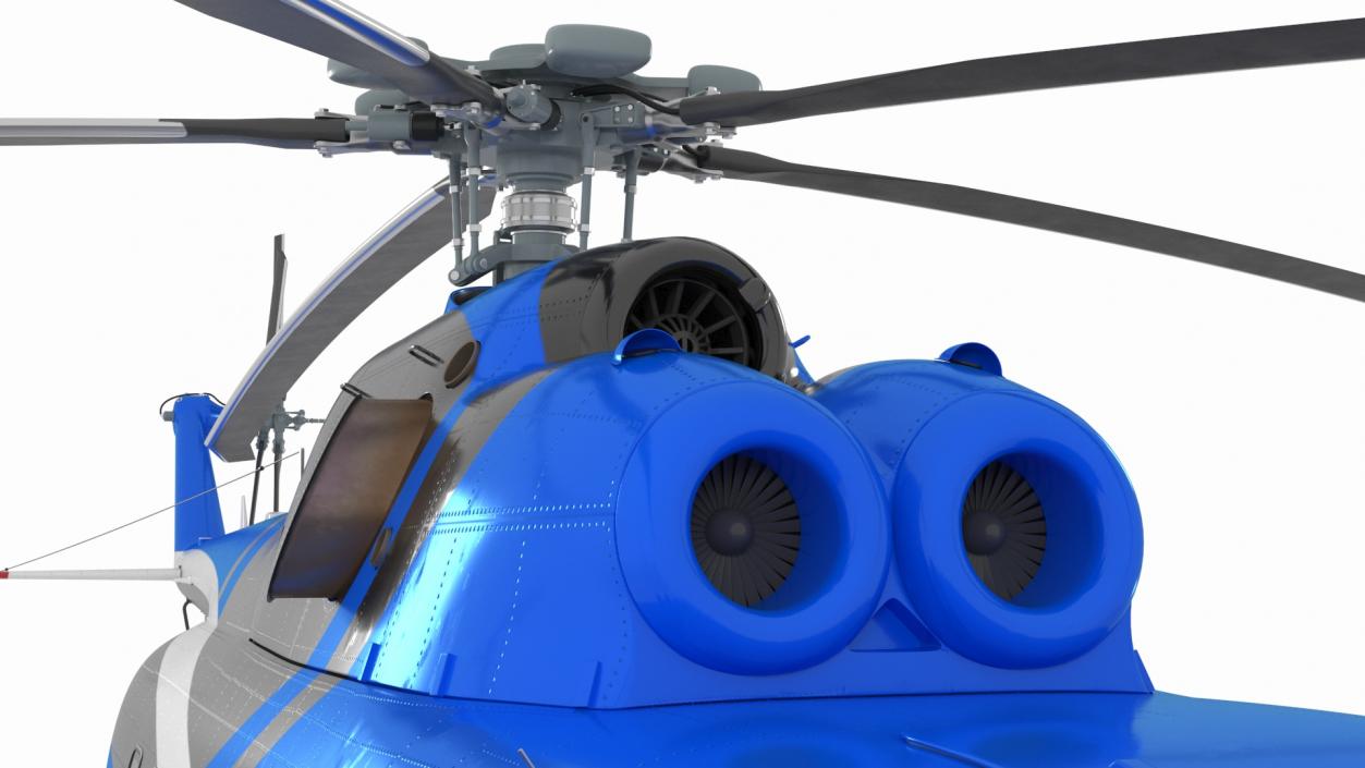 Interethnic Helicopter MI-171 A3 Blue Rigged 3D model