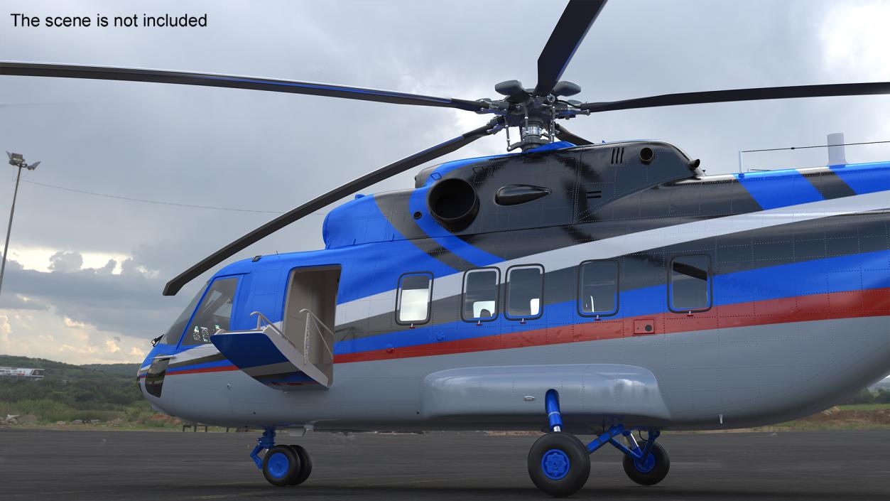 Interethnic Helicopter MI-171 A3 Blue Rigged 3D model