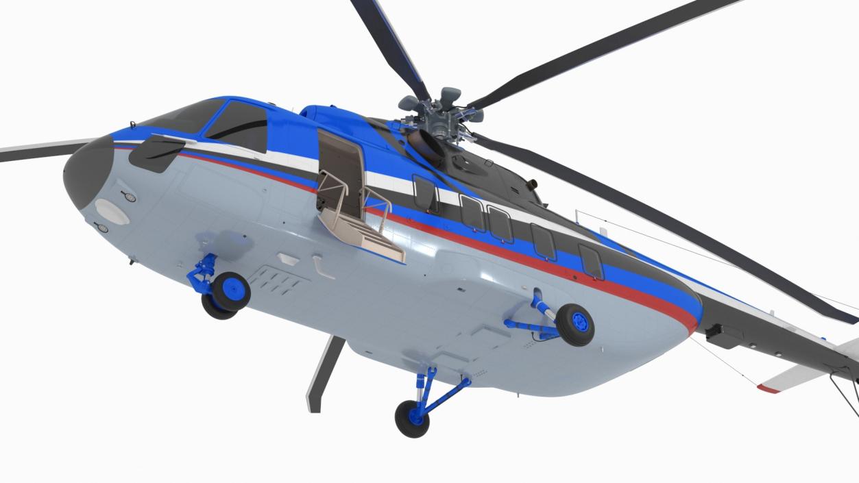 Interethnic Helicopter MI-171 A3 Blue Rigged 3D model