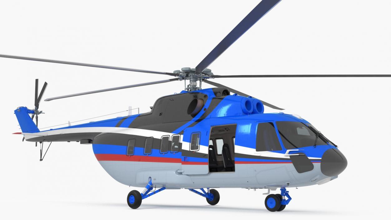 Interethnic Helicopter MI-171 A3 Blue Rigged 3D model