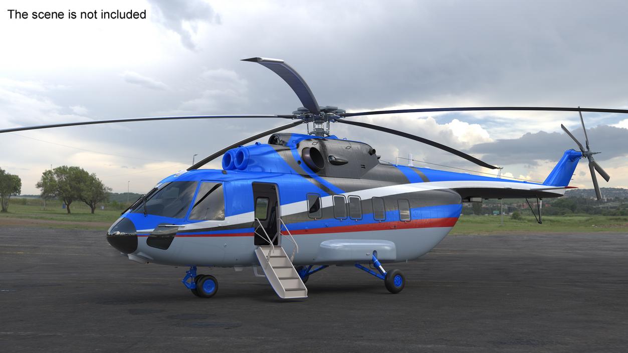 Interethnic Helicopter MI-171 A3 Blue Rigged 3D model