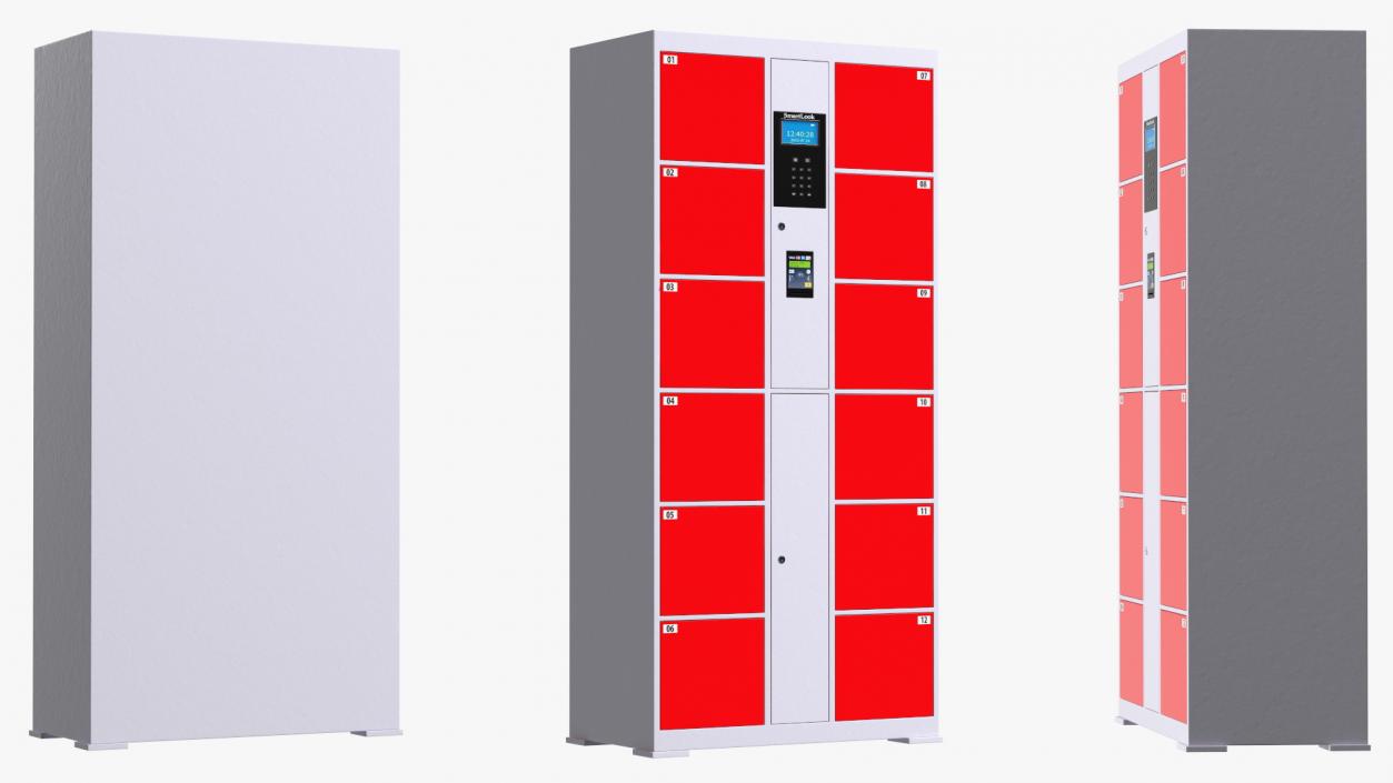 3D Automatic System Smart Locker Red model