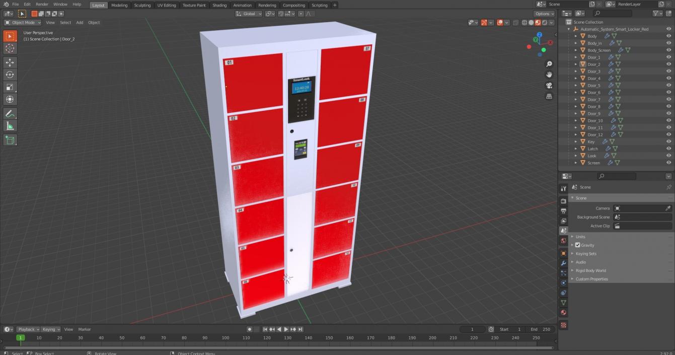 3D Automatic System Smart Locker Red model