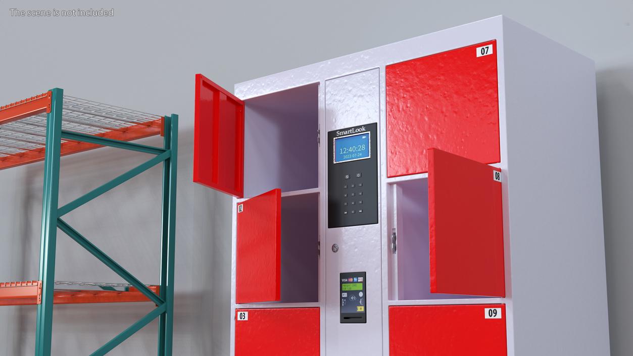 3D Automatic System Smart Locker Red model