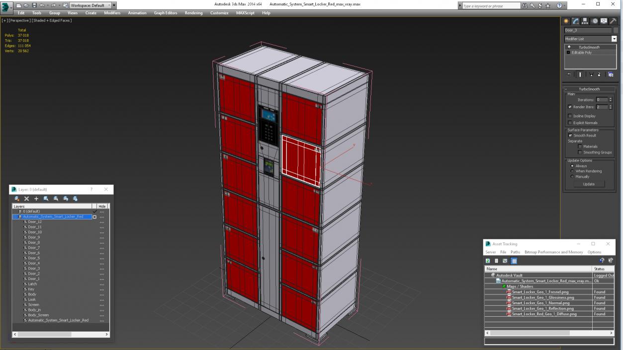 3D Automatic System Smart Locker Red model