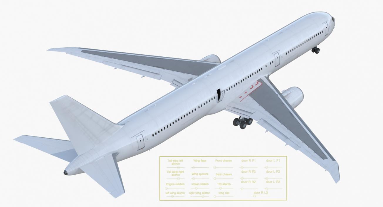 3D Boeing 767 400 with Interior Generic Rigged model