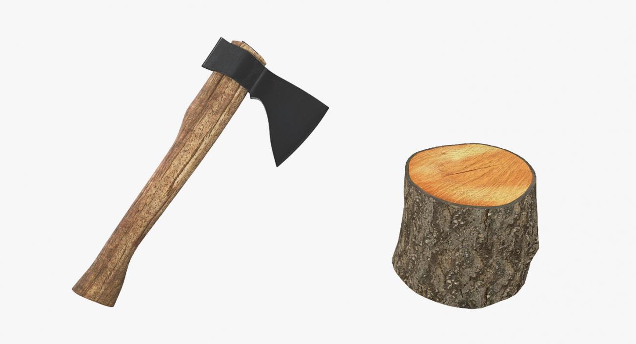 Hatchet in Log 3D model