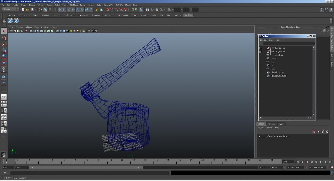 Hatchet in Log 3D model