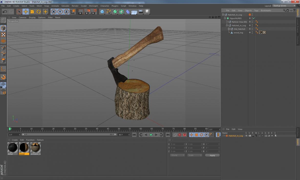 Hatchet in Log 3D model