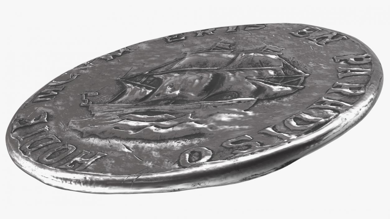 Treasure Pirate Coin Silver 3D