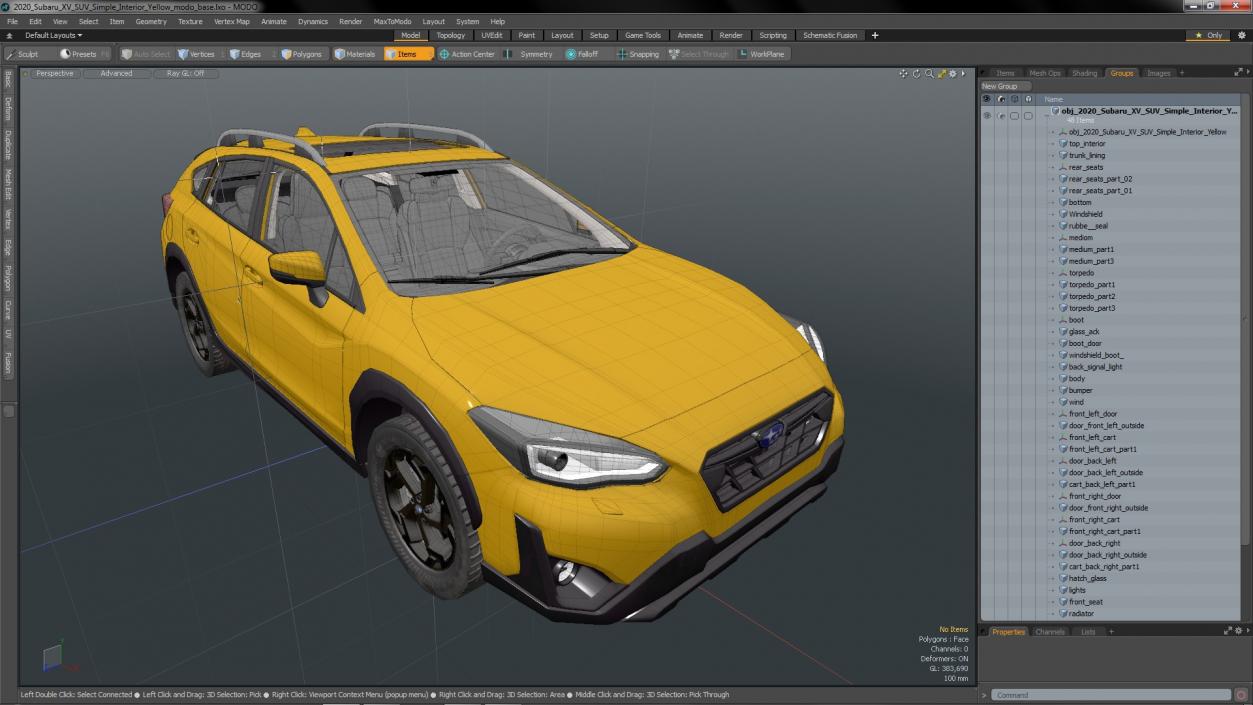 3D 2020 Subaru XV SUV Simple Interior Yellow