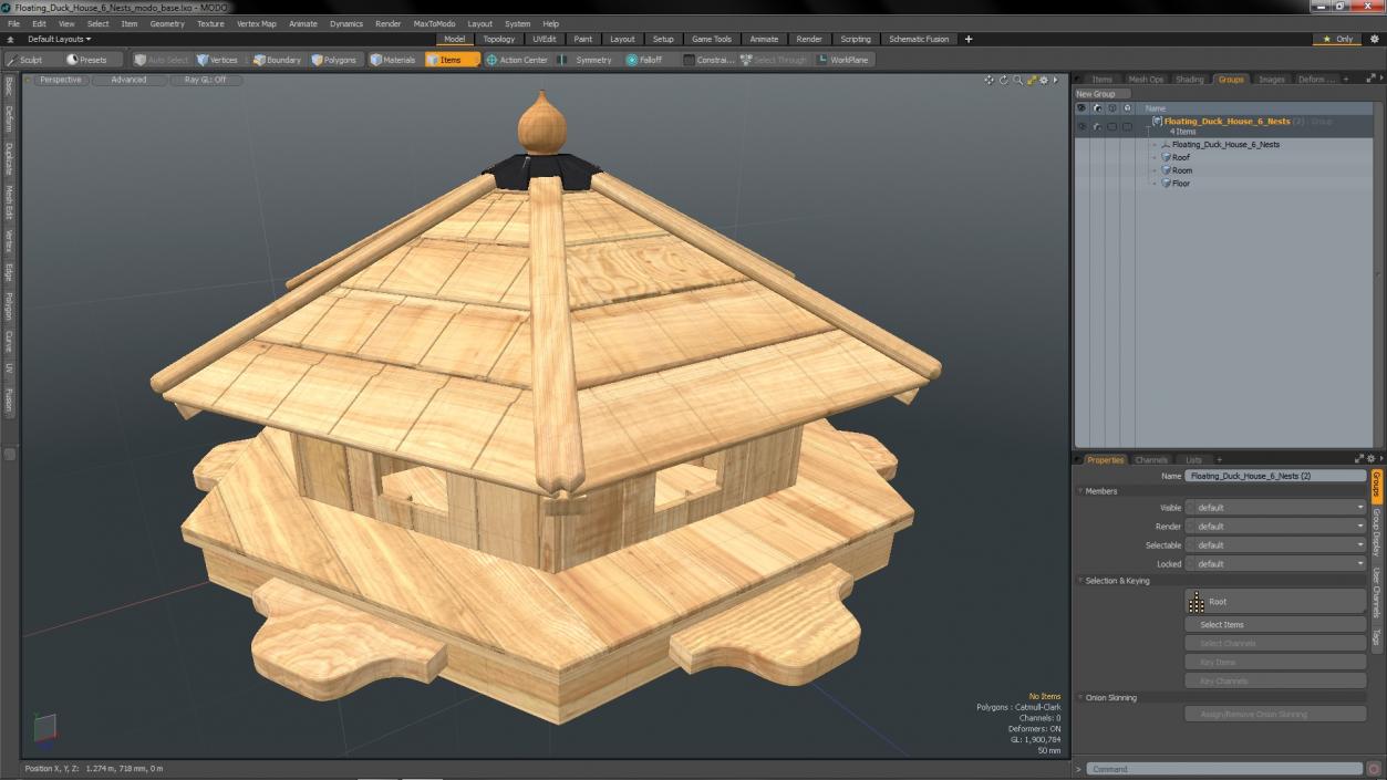 Floating Duck House 6 Nests 2 3D model