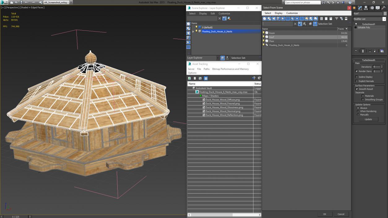 Floating Duck House 6 Nests 2 3D model