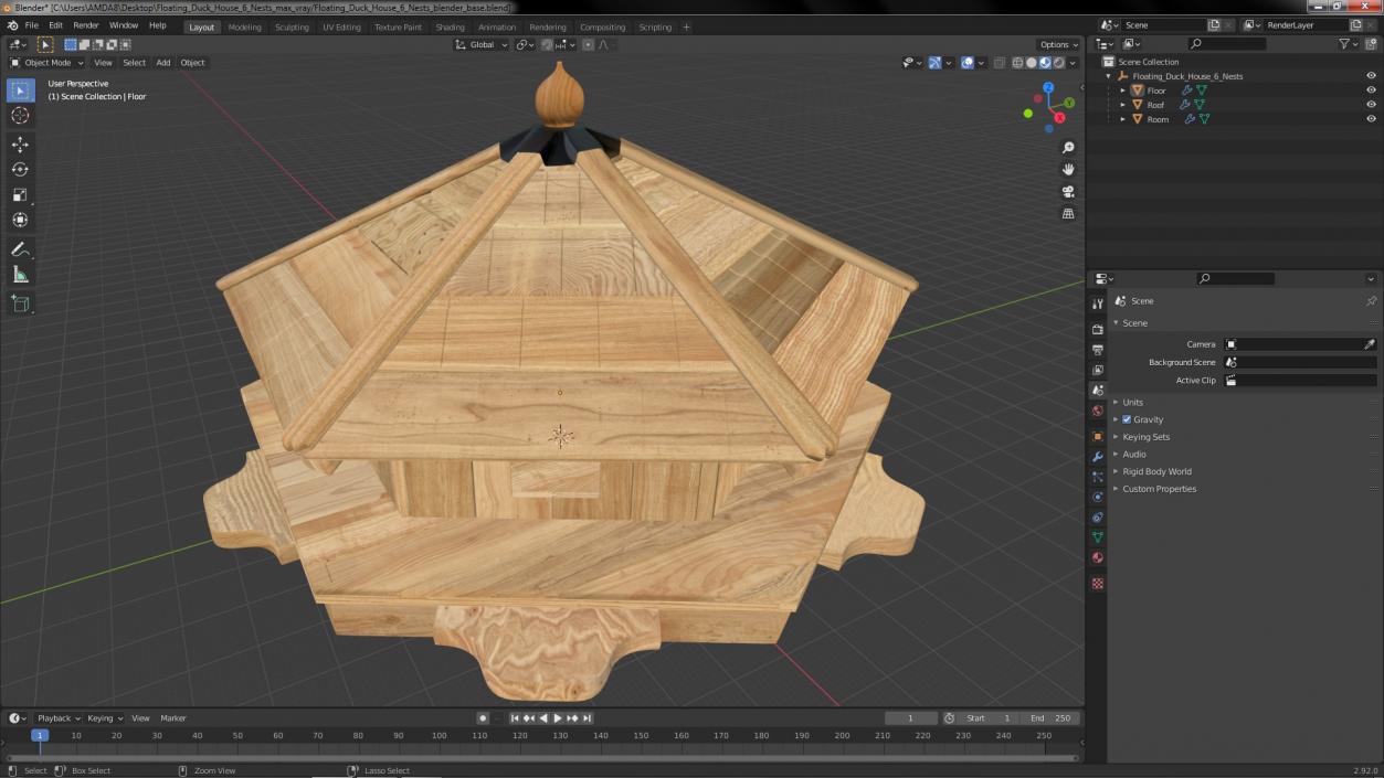 Floating Duck House 6 Nests 2 3D model