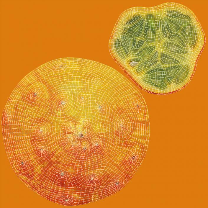 3D model African Kiwano Fruit Whole and Half