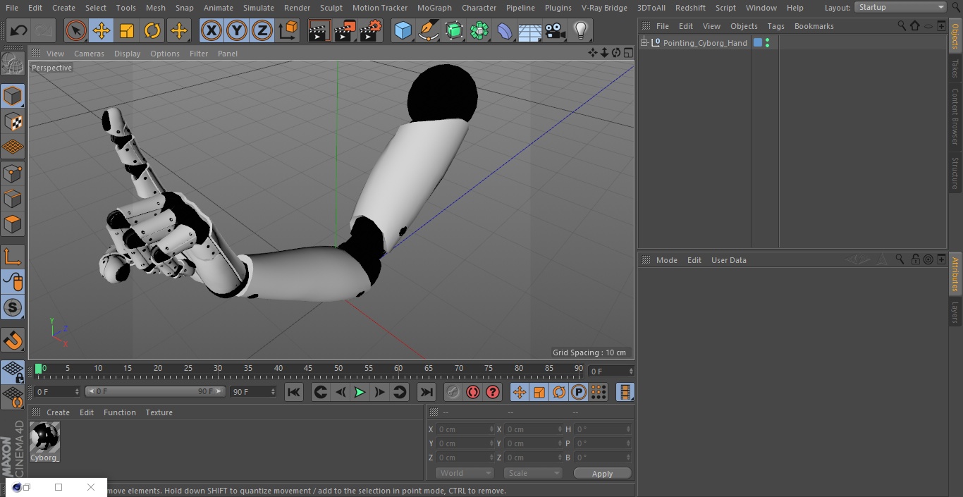 3D model Pointing Cyborg Hand