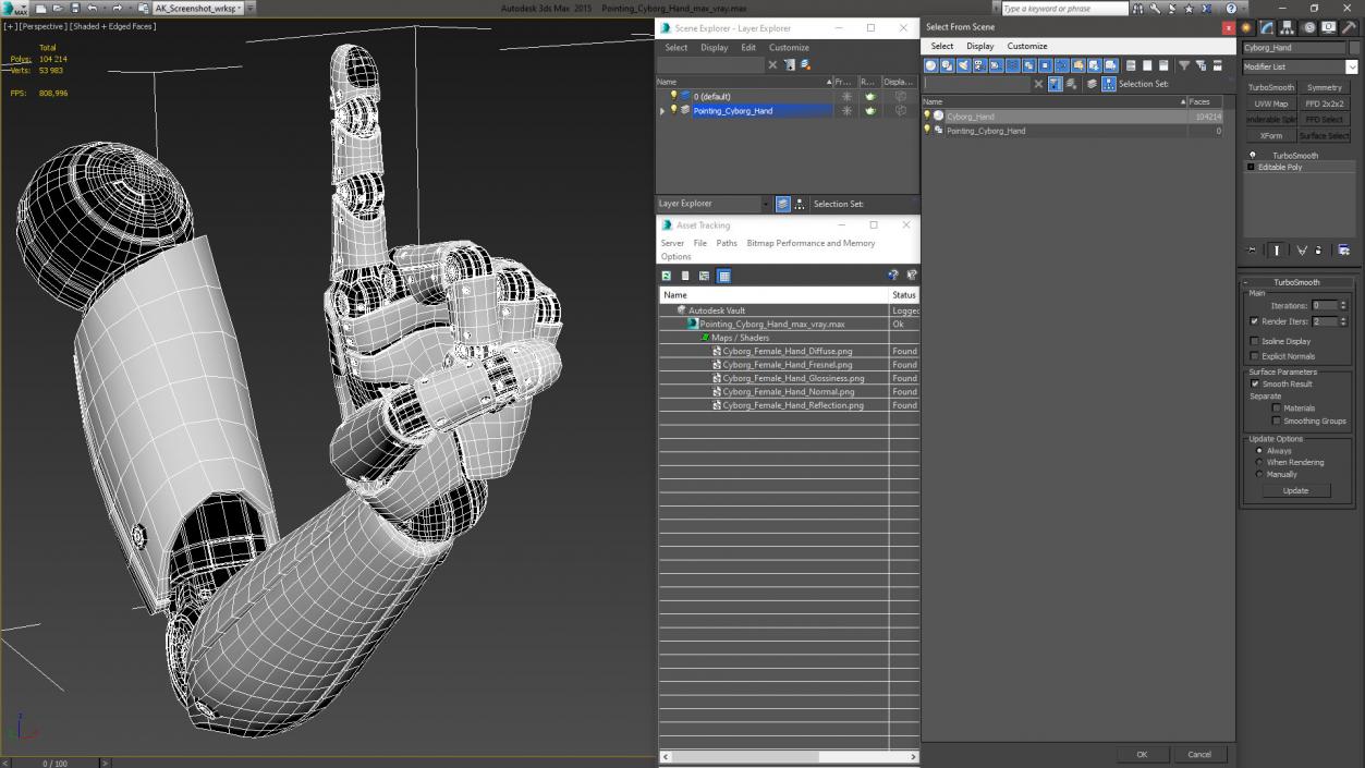 3D model Pointing Cyborg Hand