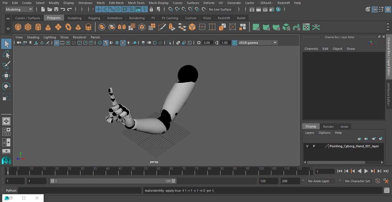 3D model Pointing Cyborg Hand