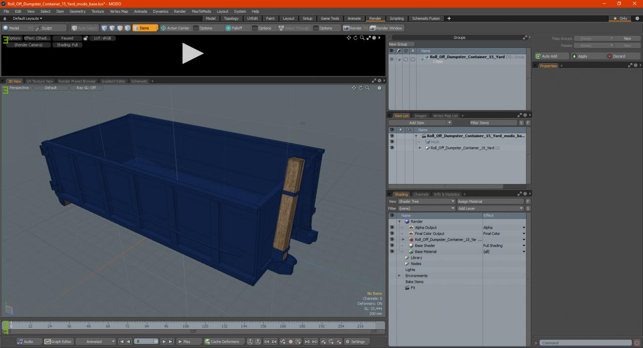 3D model Roll Off Dumpster Container 15 Yard