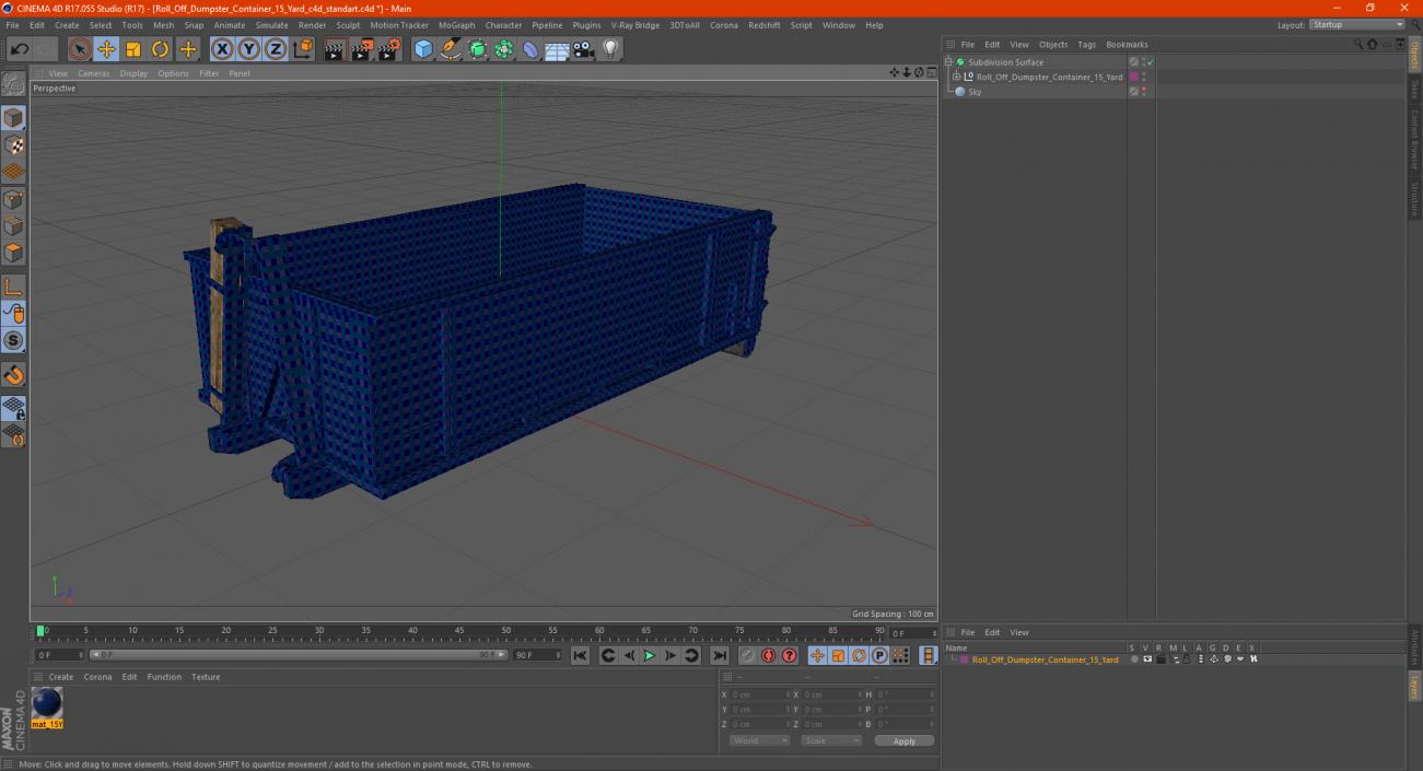 3D model Roll Off Dumpster Container 15 Yard