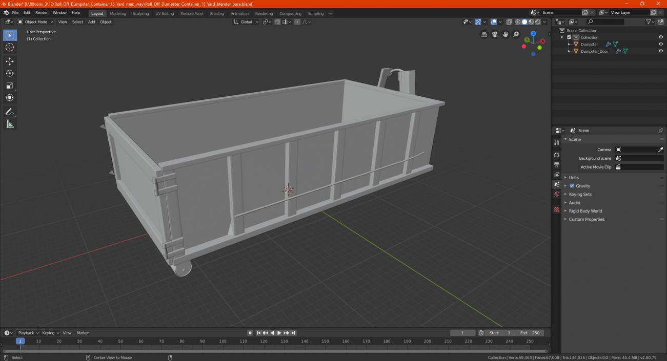 3D model Roll Off Dumpster Container 15 Yard