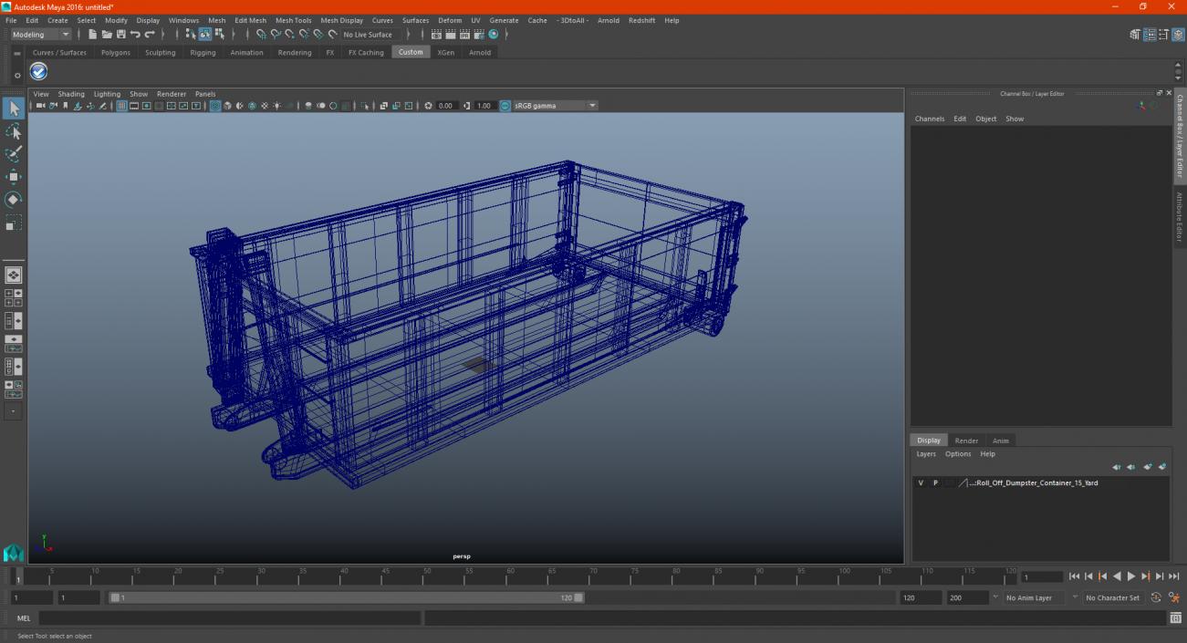 3D model Roll Off Dumpster Container 15 Yard