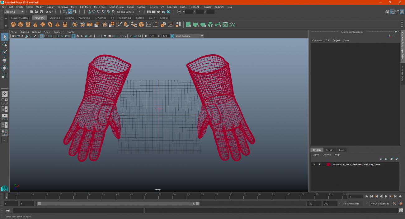 3D model Aluminized Heat Resistant Welding Gloves
