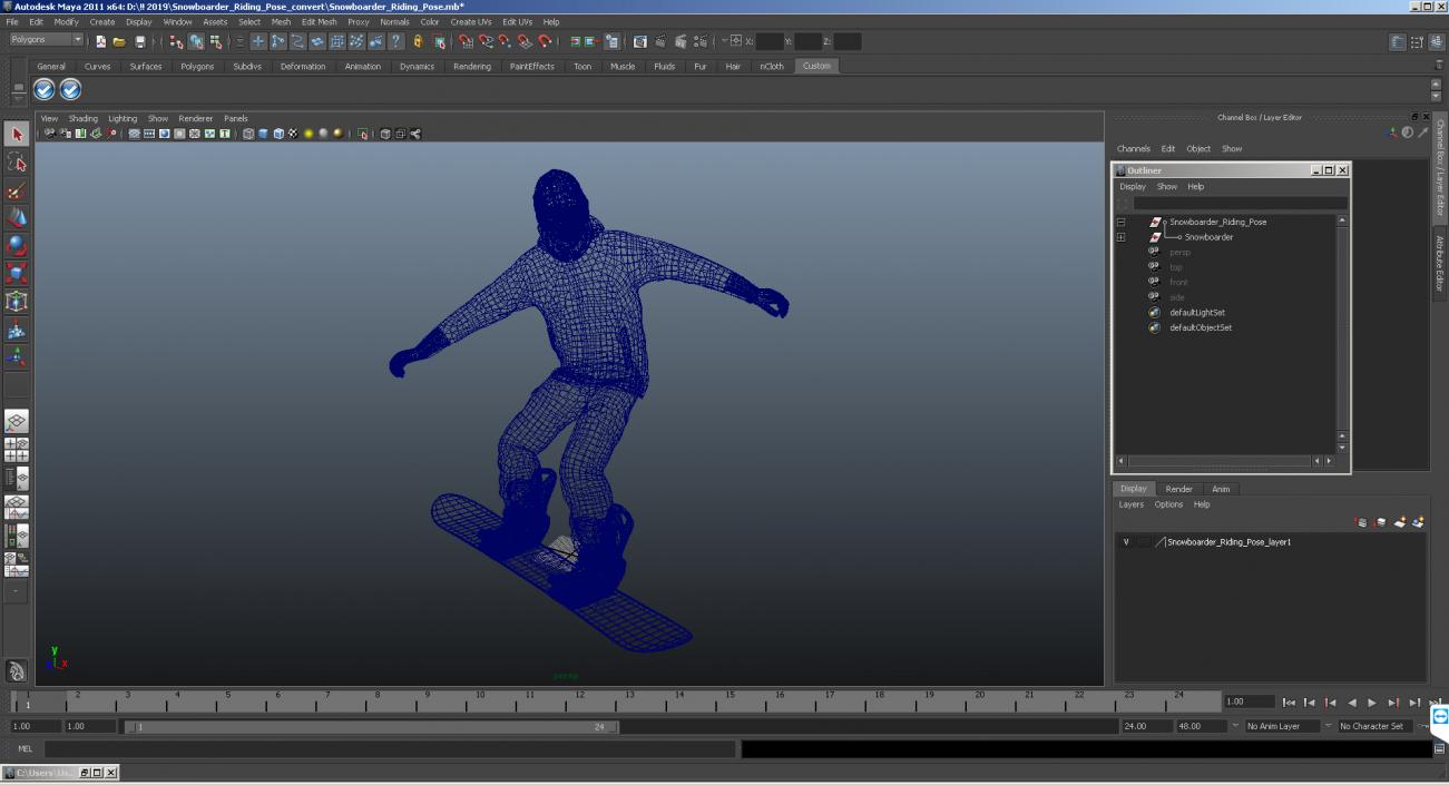 3D Snowboarder Riding Pose model