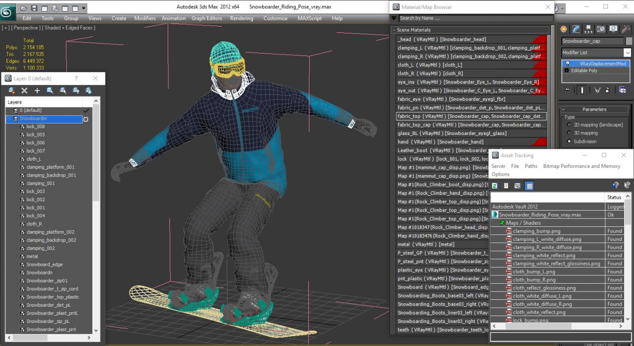 3D Snowboarder Riding Pose model