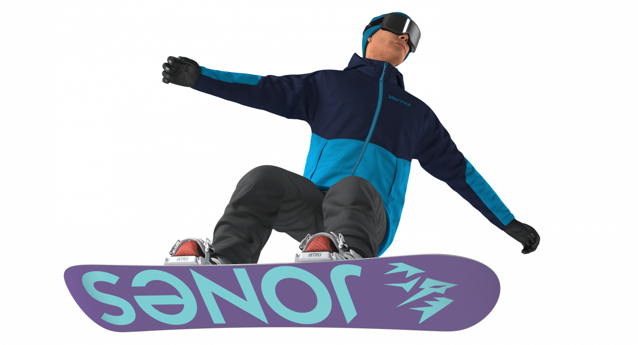 3D Snowboarder Riding Pose model