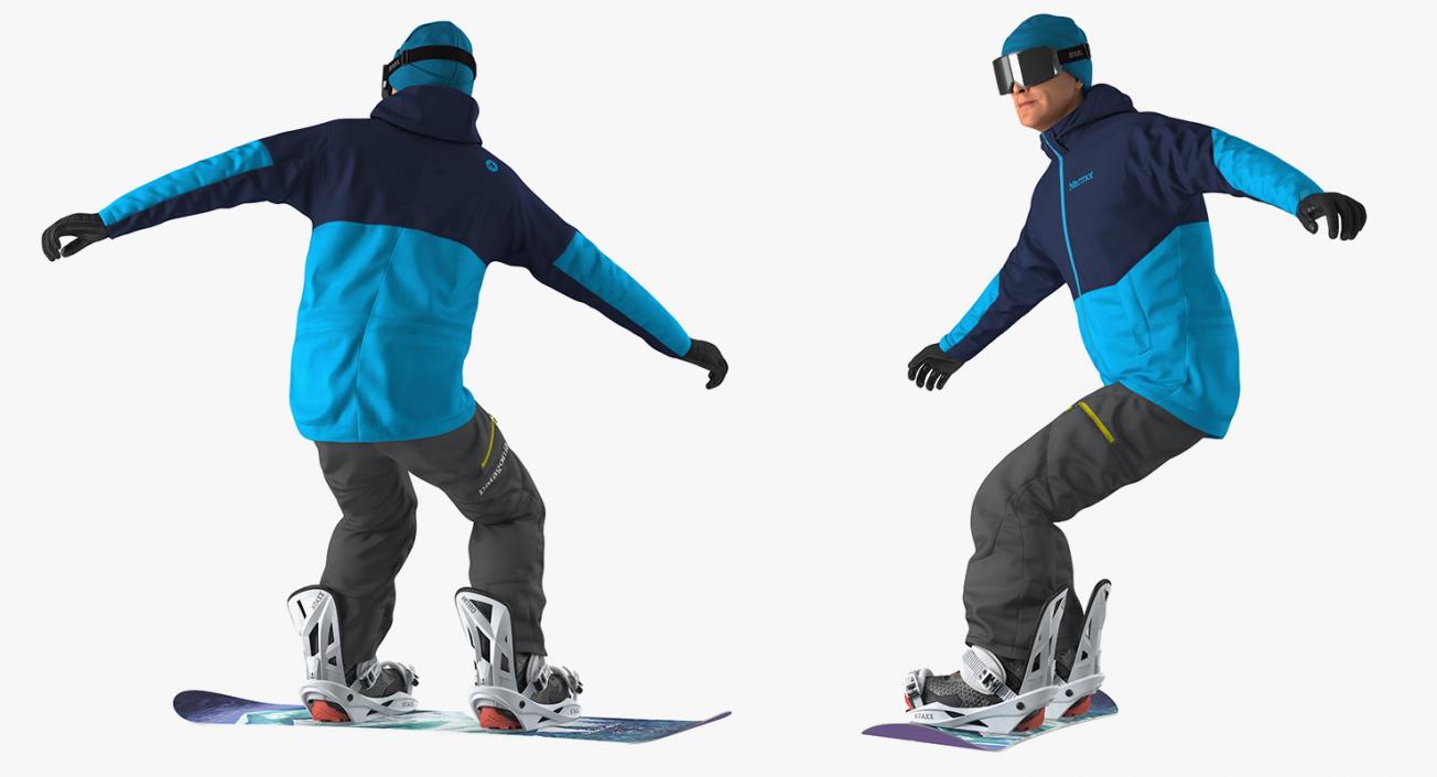 3D Snowboarder Riding Pose model