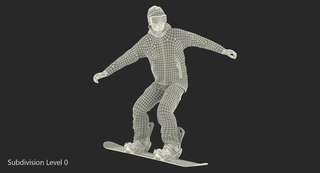 3D Snowboarder Riding Pose model