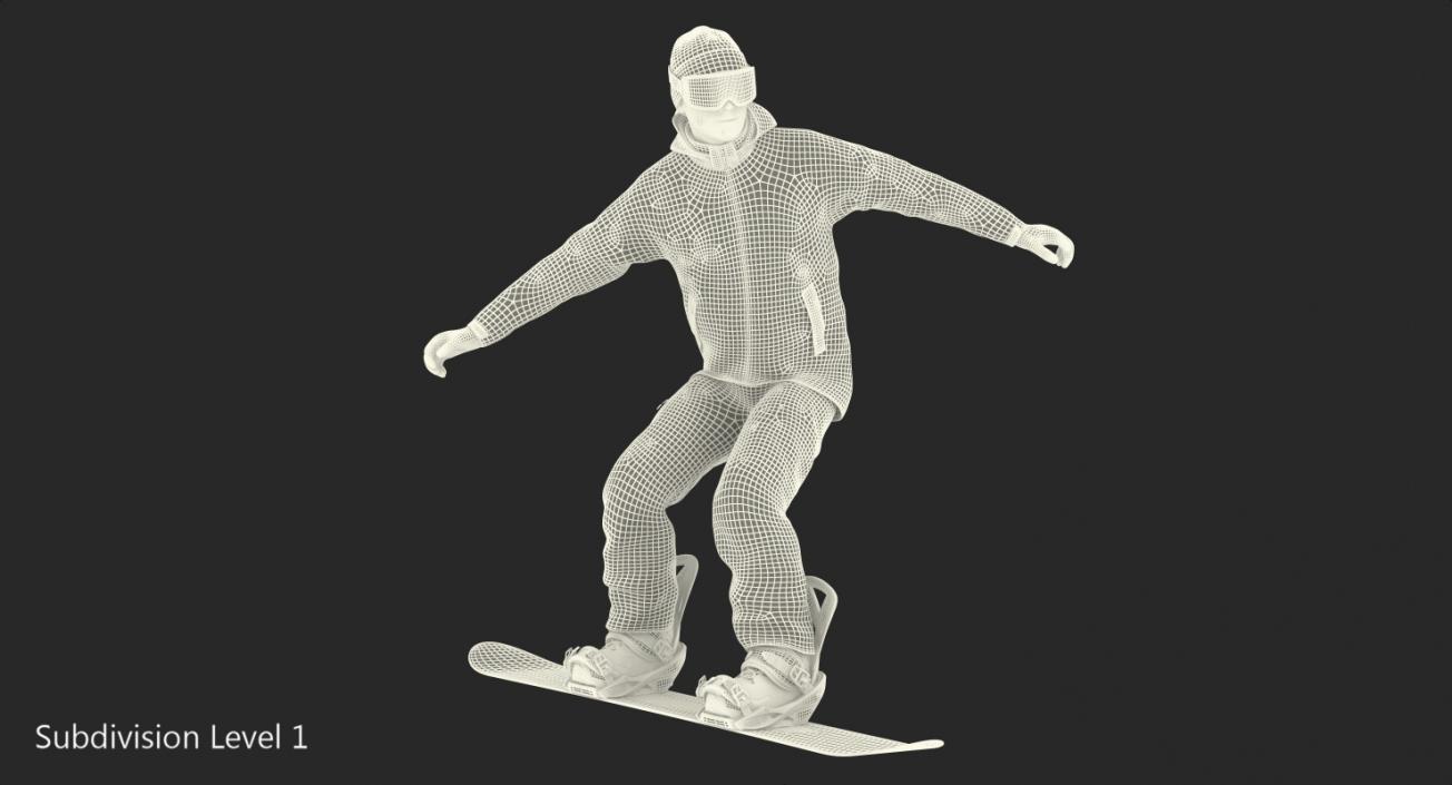 3D Snowboarder Riding Pose model