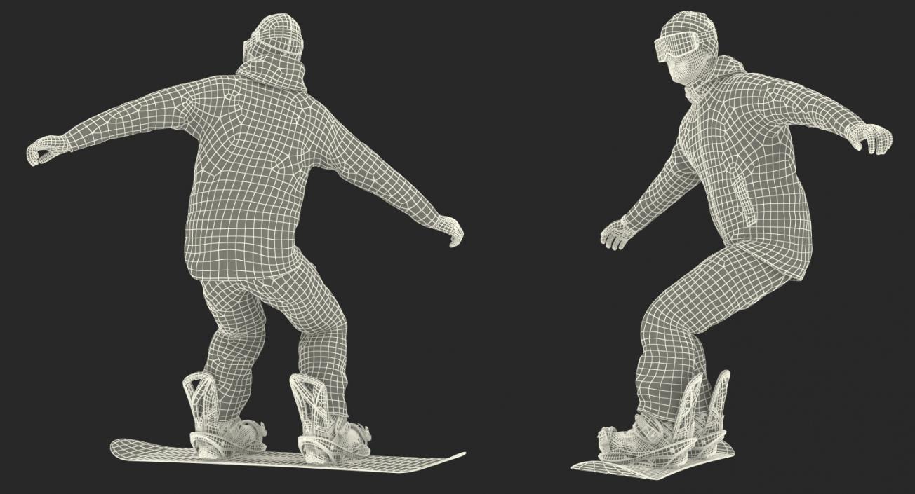 3D Snowboarder Riding Pose model