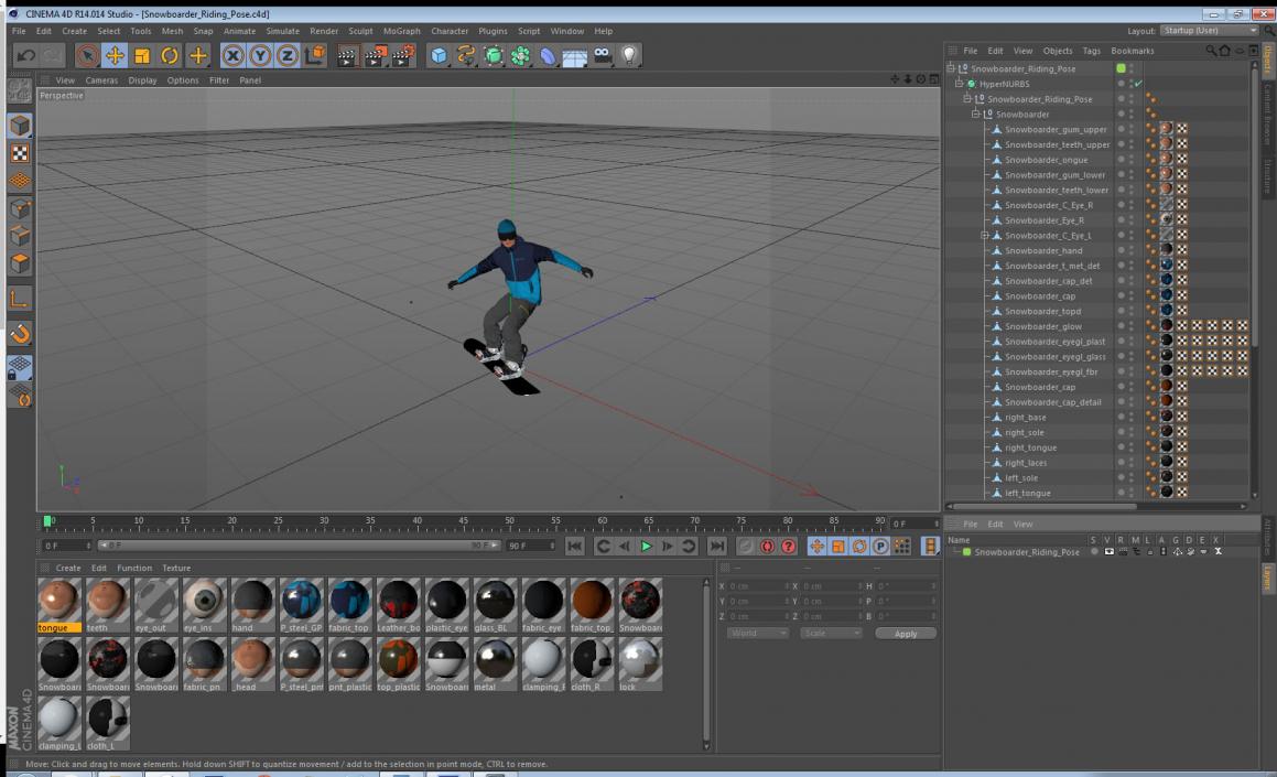 3D Snowboarder Riding Pose model