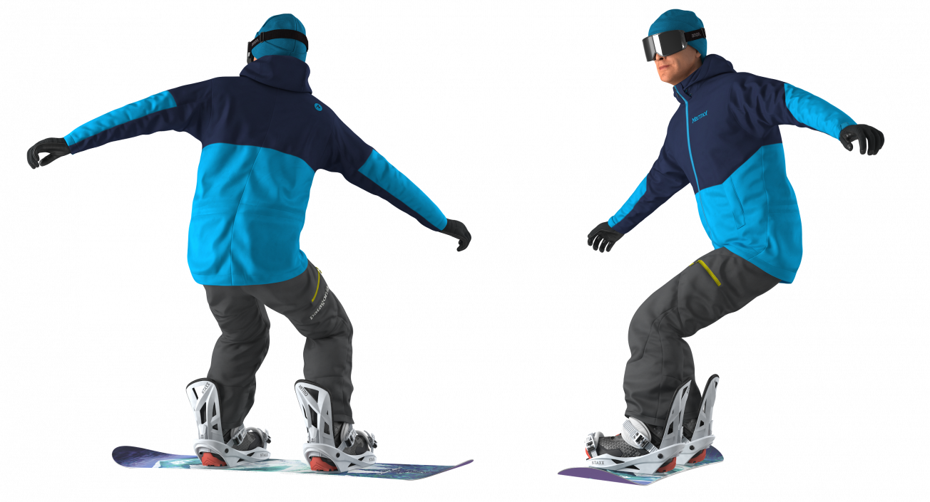 3D Snowboarder Riding Pose model