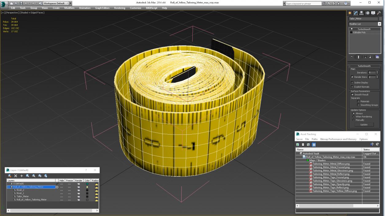 3D model Roll of Yellow Tailoring Meter