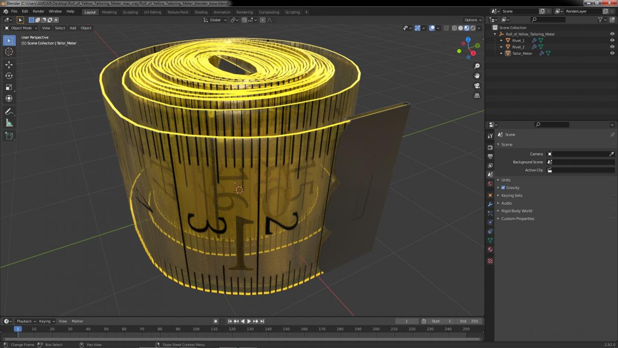 3D model Roll of Yellow Tailoring Meter