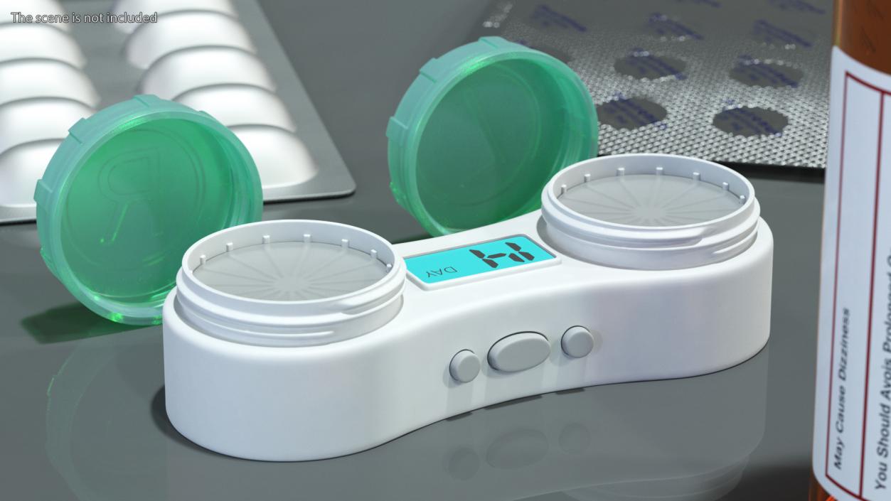 Electronic Contact Lens Case Green Caps 3D model