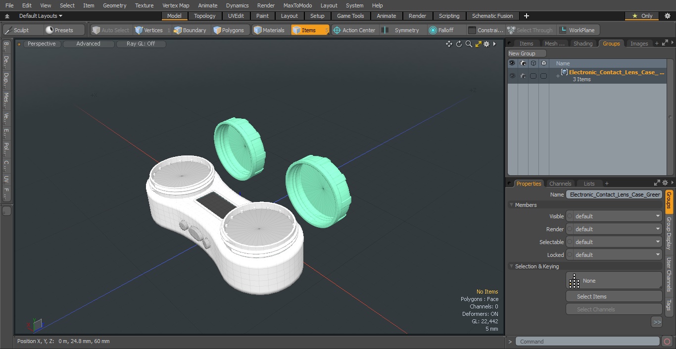 Electronic Contact Lens Case Green Caps 3D model