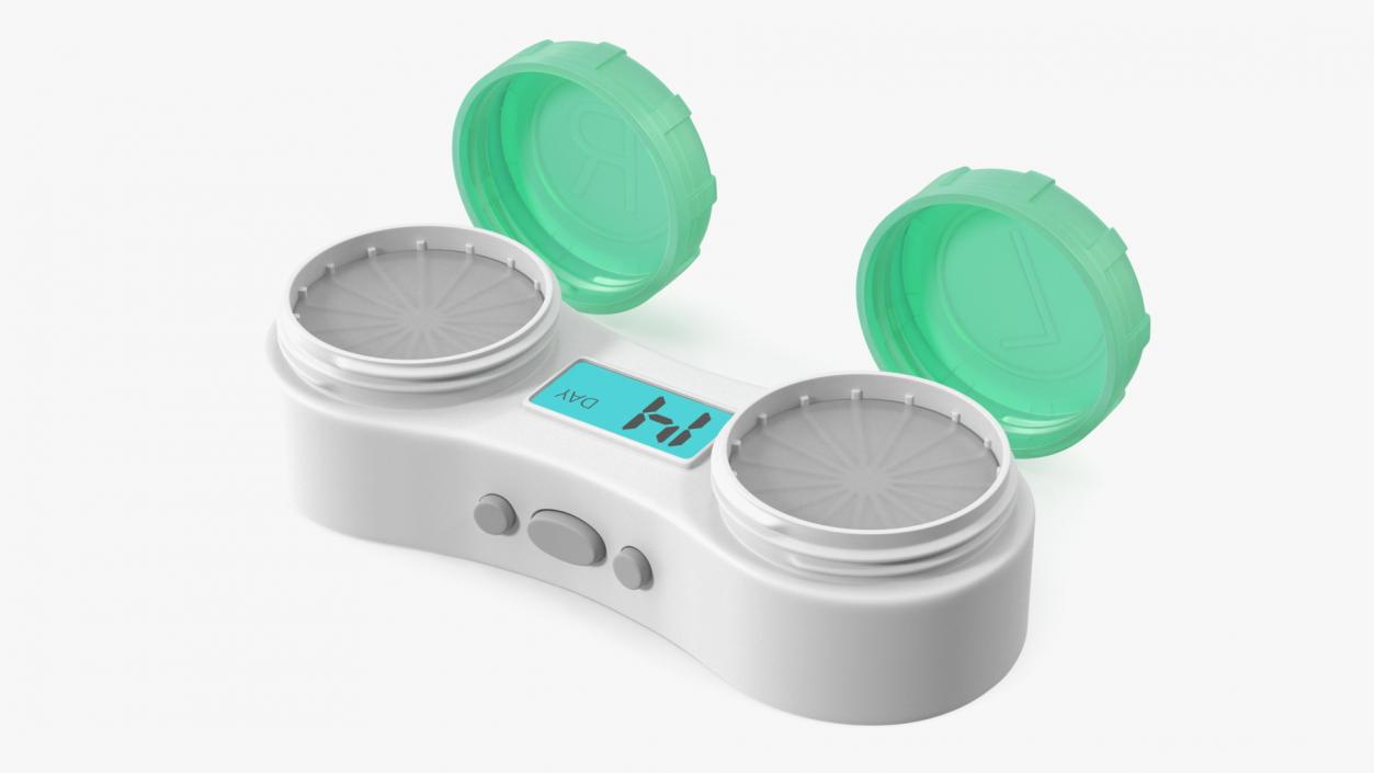 Electronic Contact Lens Case Green Caps 3D model