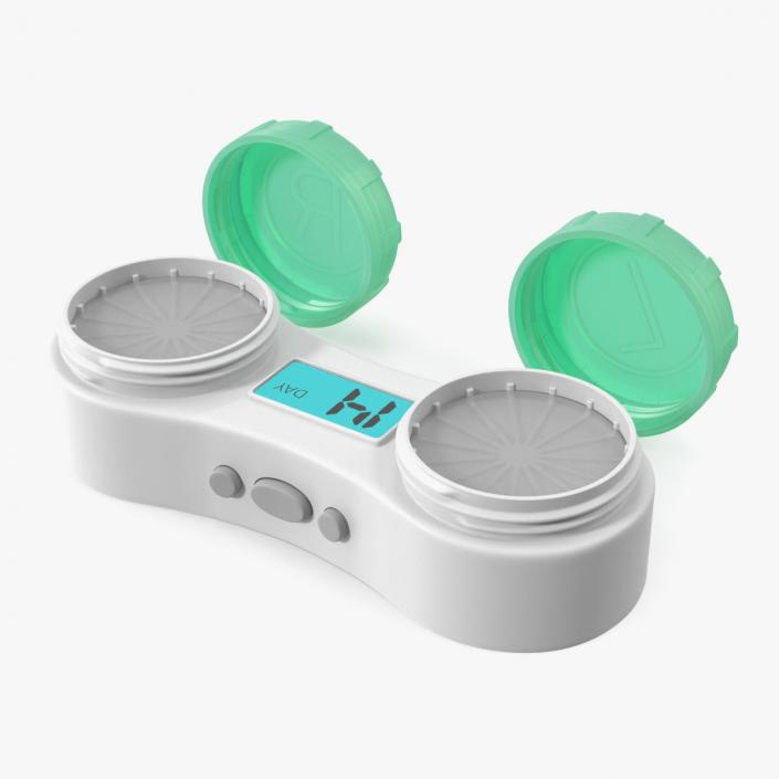 Electronic Contact Lens Case Green Caps 3D model